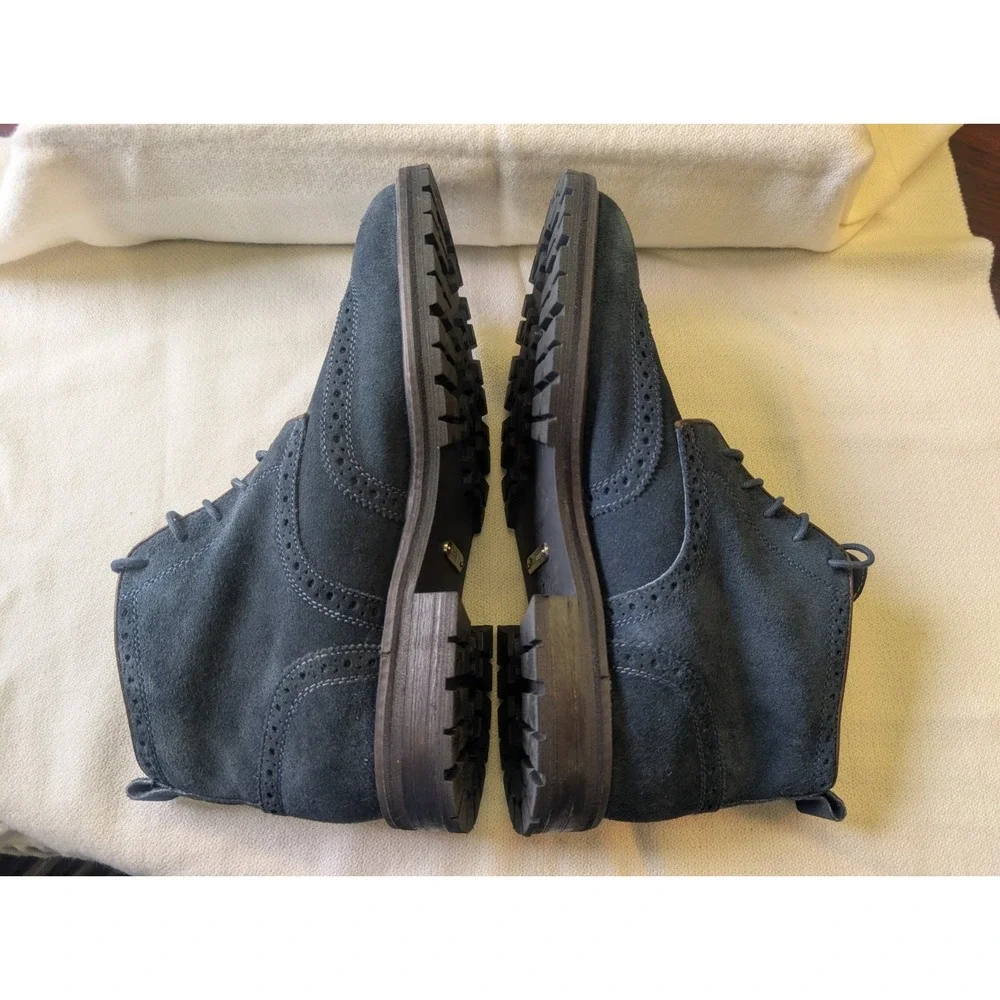 Florsheim 9D  Suede 'Gaffney' Limited Lace Up Ankle Boots In Navy Worn 1X